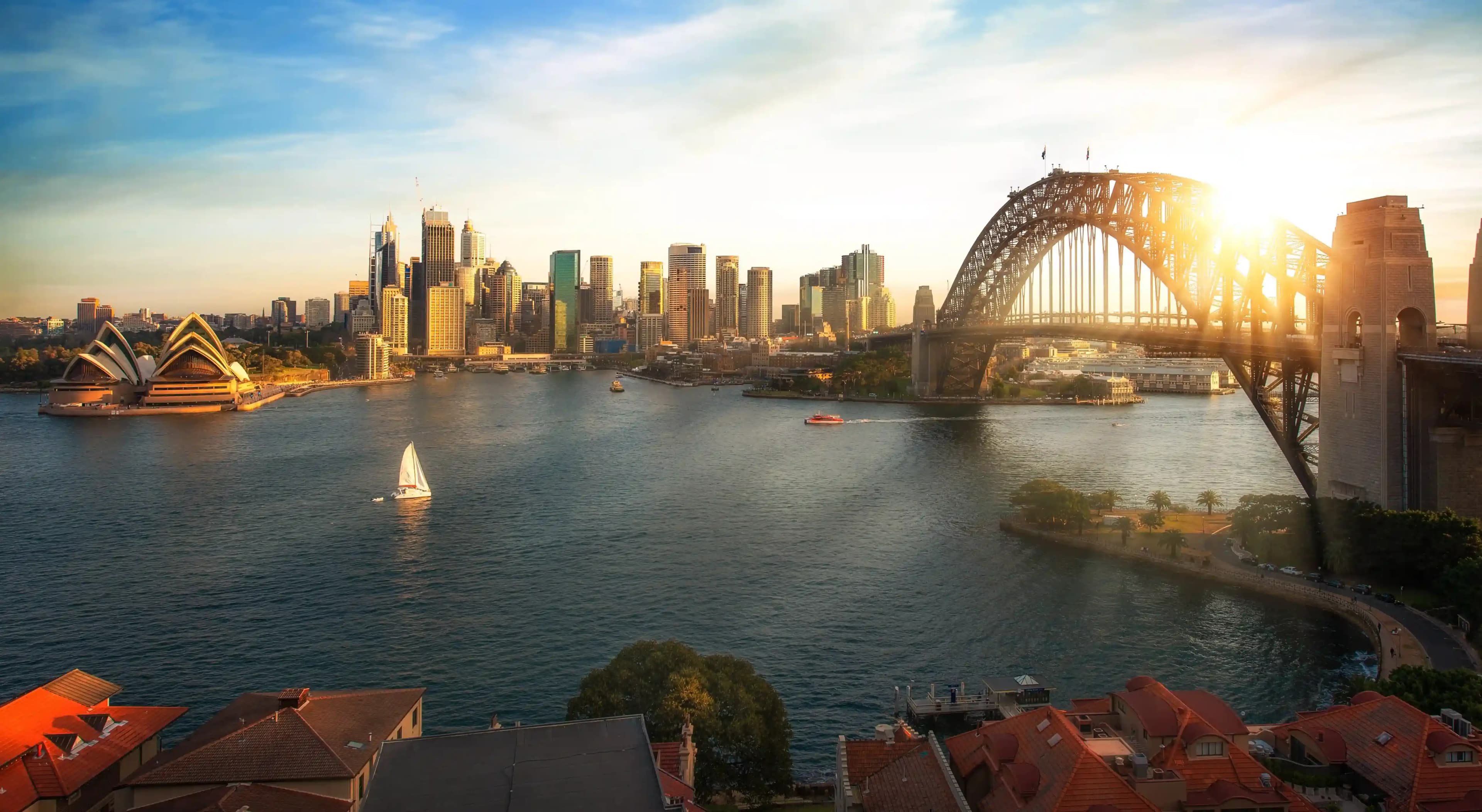 Sydney, View of the Opera House, bridge and city